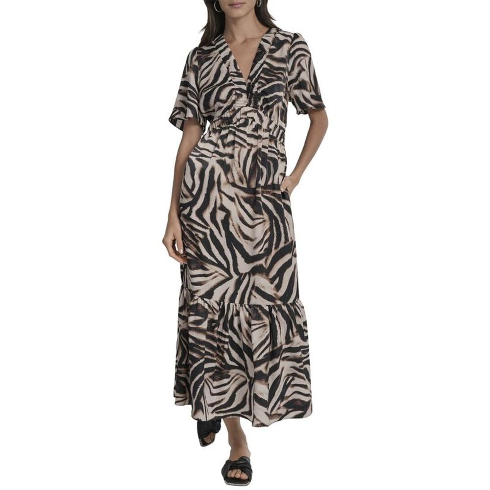 Dkny Womens V-Neck Maxi Dress